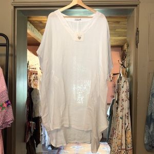 New 100# linen oversized Italian top shirt dress - 3 colors available- WHITE